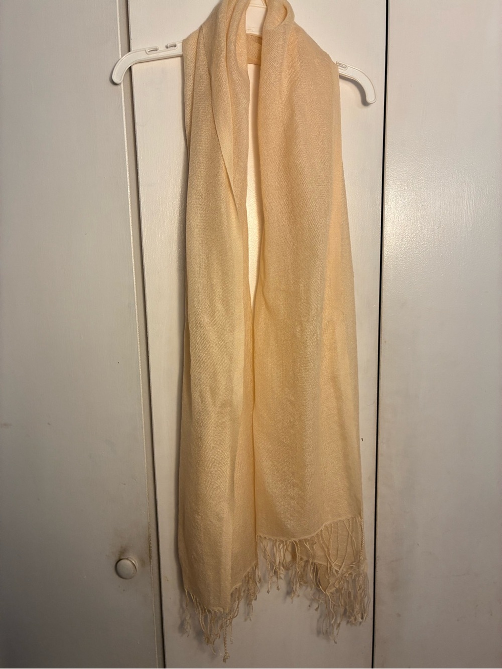 Naturally Knotty Blush Scarf Oblong Fringed  Bamboo/wool Blend Luxury Classic